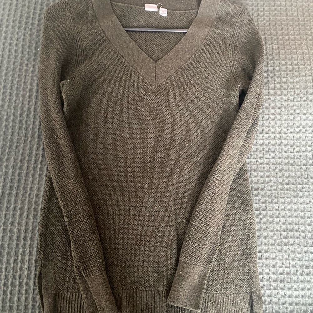 Olive V-Neck Women's Sweater